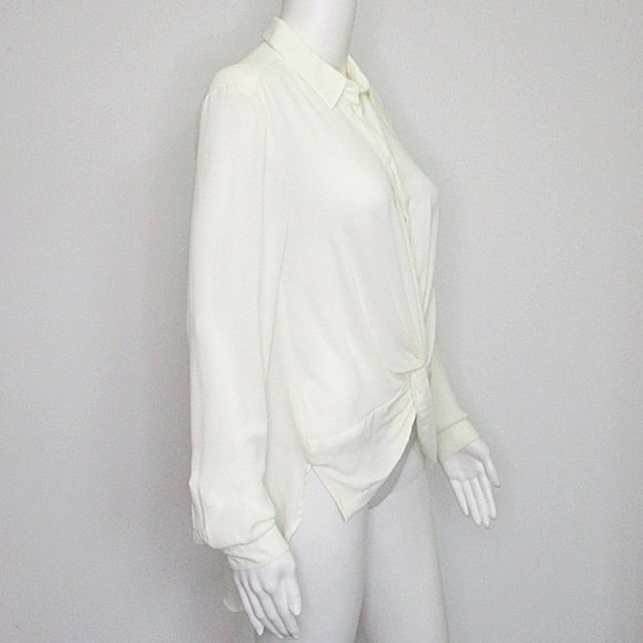 Zara Basic Knotted Twisted Waist Button Front Hi Lo Blouse - Picture 2 of 7